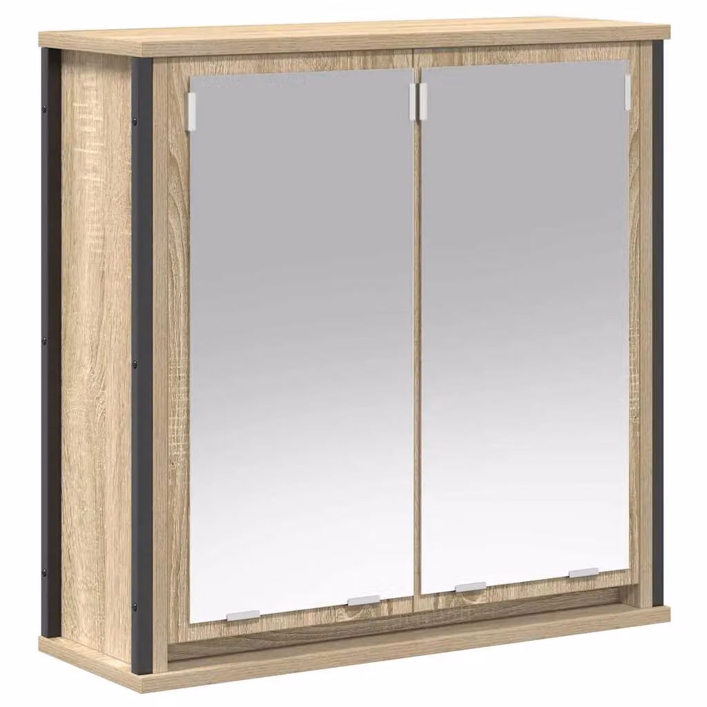 Berkfield Home Bathroom Wall Cabinet with Mirror in Sonoma Oak Brown, W: 60 cm, D: 21 cm, H: 60 cm – 2