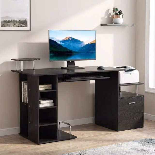 STILVORA Modern Black Computer Desk with W/D/H: 120 x 60 x 88 cm – 1