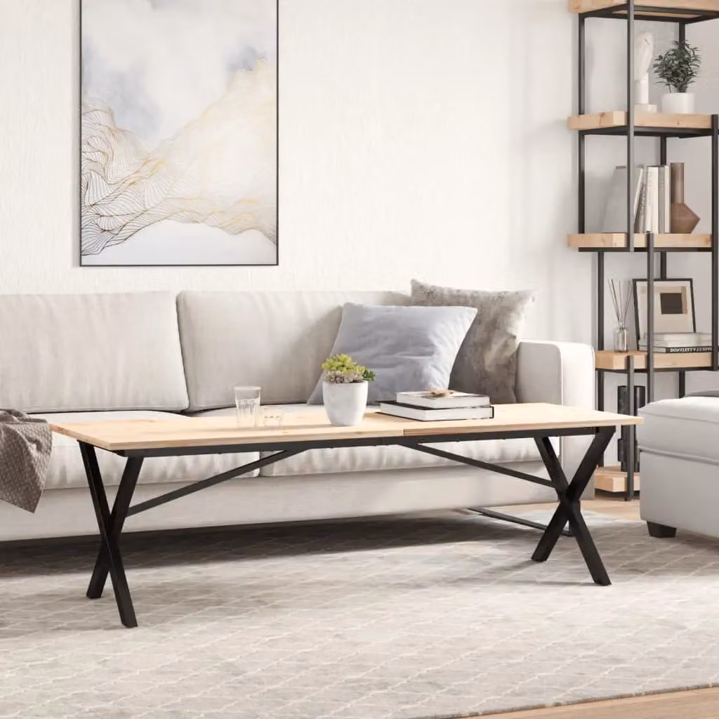 Berkfield Home X-Frame Coffee Table Legs in Black Cast Iron, W: 140 cm, D: 30 cm, H: 43 cm – 2