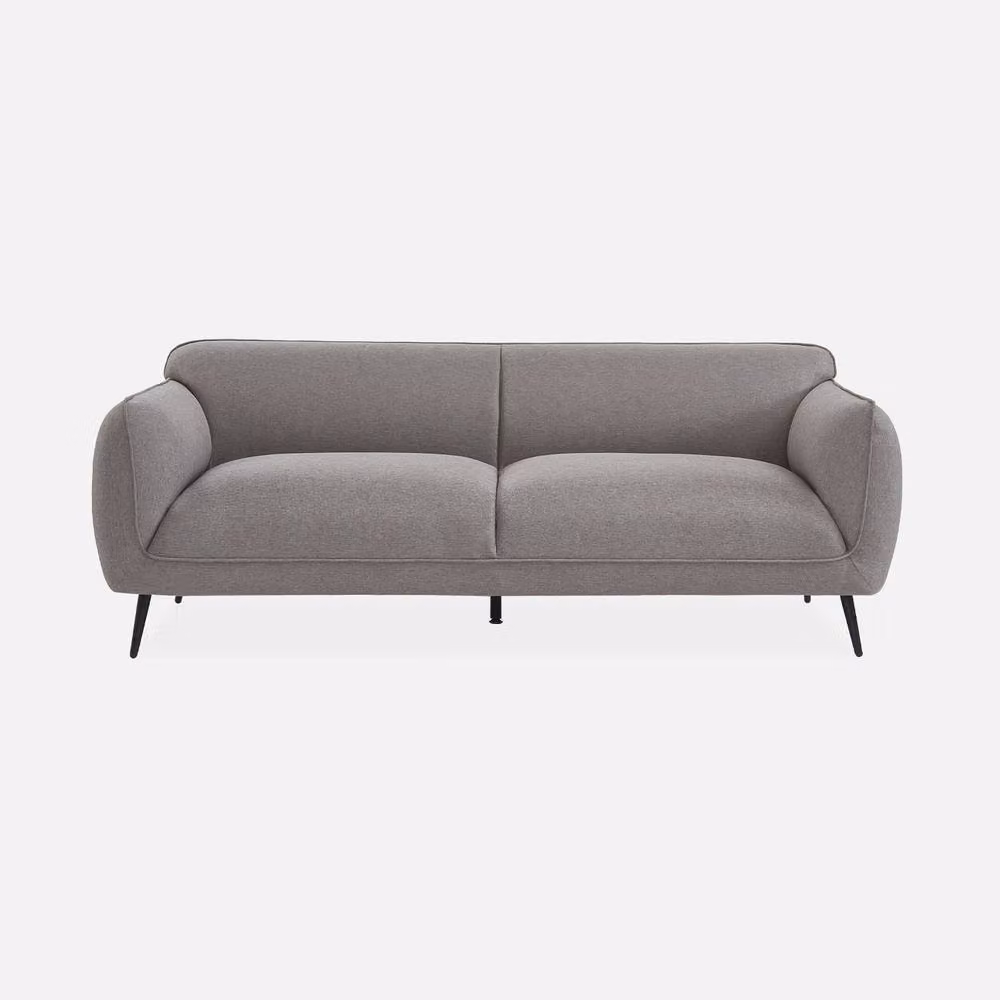 sweeek 3-Seater Modern Fabric Sofa in Grey with Metal and Wood Legs, W/D/H: 205.0 x 82.3 x 76.3 cm – 2