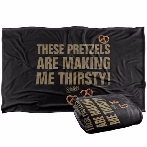 Warner Bros. Seinfeld Pretzels Super Soft Fleece Throw Blanket, Multicolour, W: 91.44 cm x D: 147 cm – 1