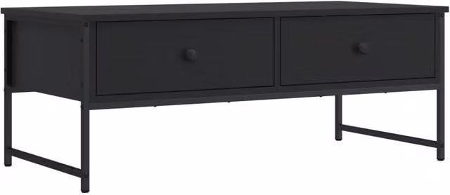 Berkfield Home Black Industrial Coffee Table, W: 101 cm, D: 49 cm, H: 39.5 cm