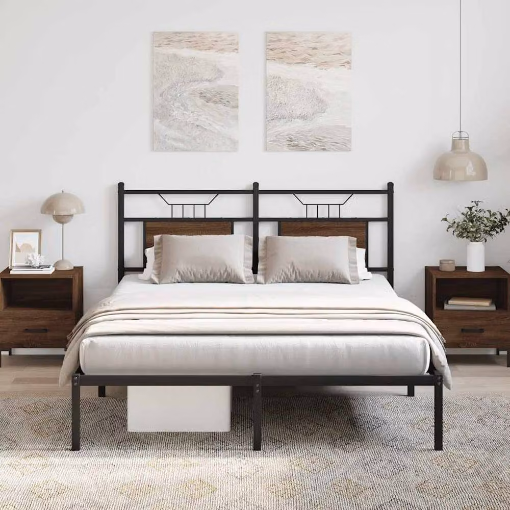 Berkfield Home Brown Oak Bed Frame W/D/H: 140 x 190 x 91.5 cm – 3