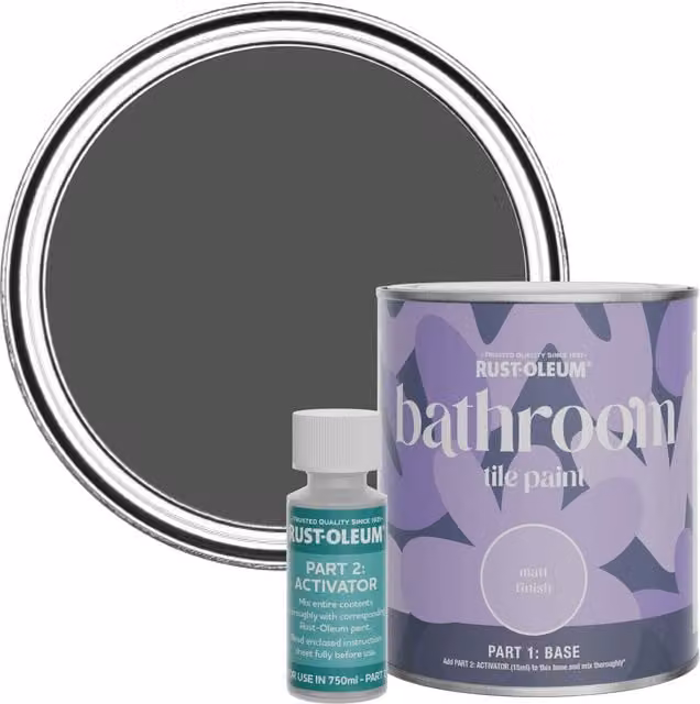 Rust-Oleum Bathroom Tile Paint in Matt Finish, Graphite Grey, 0.75 l