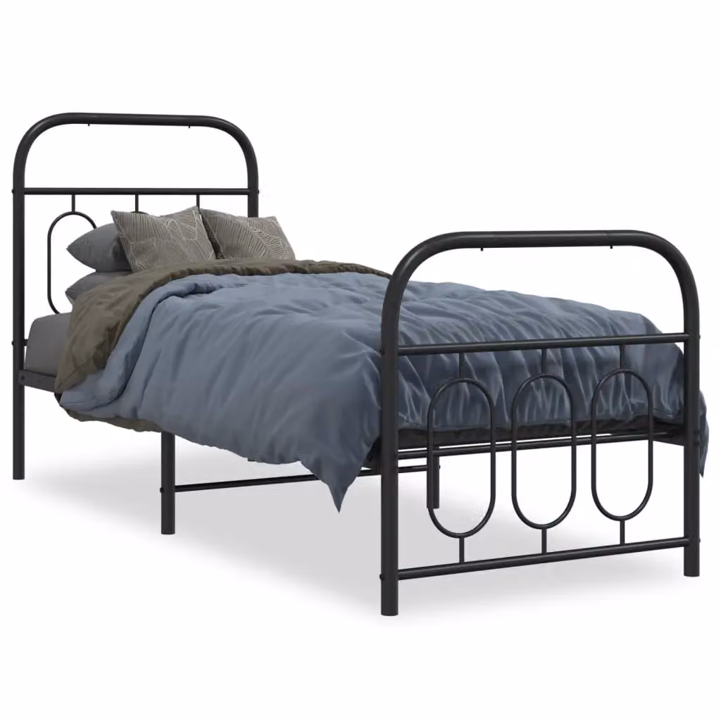 Berkfield Home Metal Bed Frame with Footboard, Black, W/D/H: 75 x 190 x 16 cm – 2