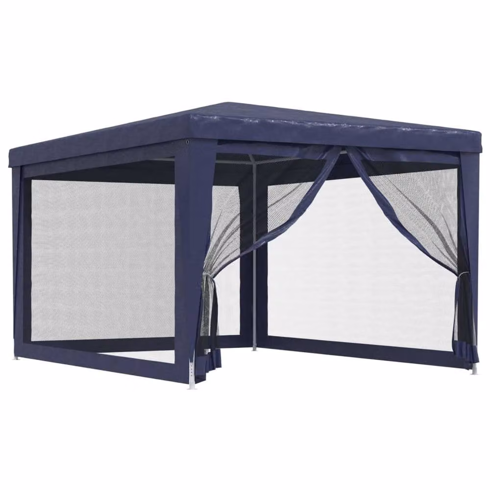 Berkfield Home Party Tent with 4 Mesh Sidewalls, Blue, W: 4 m, D: 3 m, H: 2.46 m – 3
