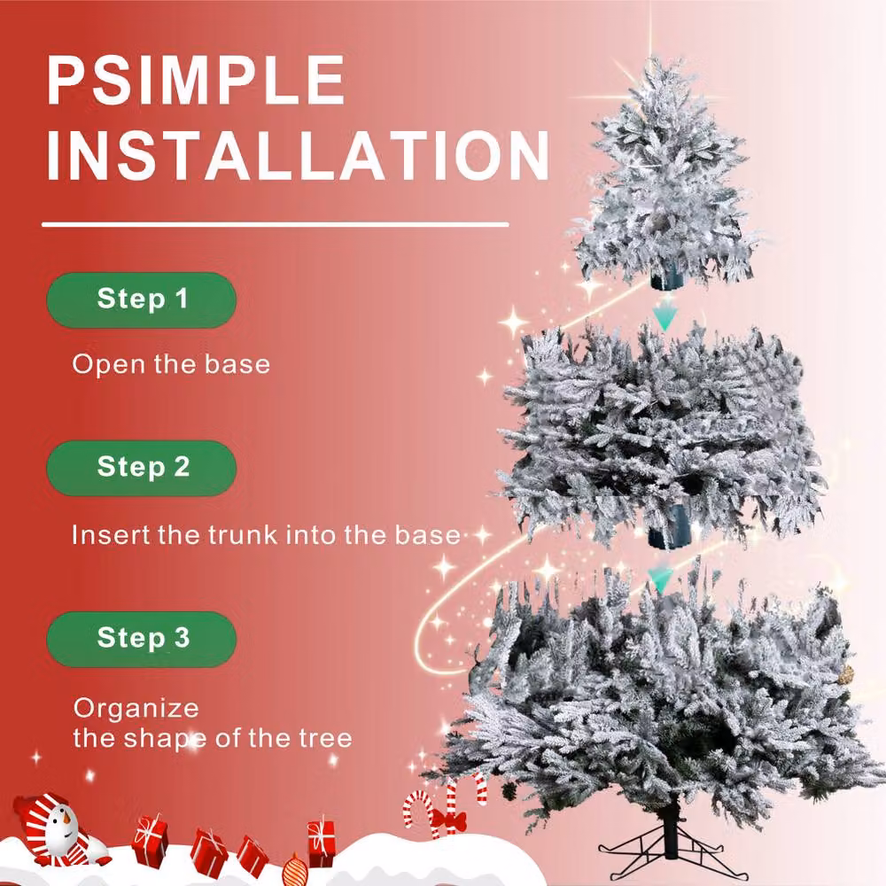 Direct Wicker 7ft Noble Fir Snow Covered Christmas Tree in White with 1,074 Branch Tips – 4