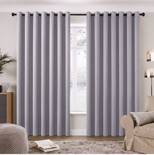 H&O Direct Grey Polyester Blackout Eyelet Curtains, Pair, W: 229 cm, H: 229 cm