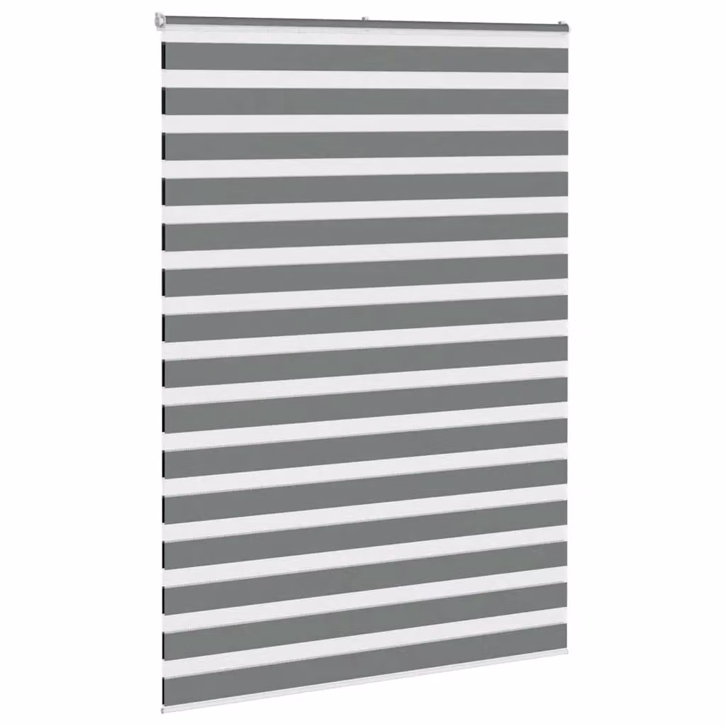 Berkfield Home Zebra Blind in Dark Grey, Polyester Fabric, W: 160 cm, H: 230 cm – 3