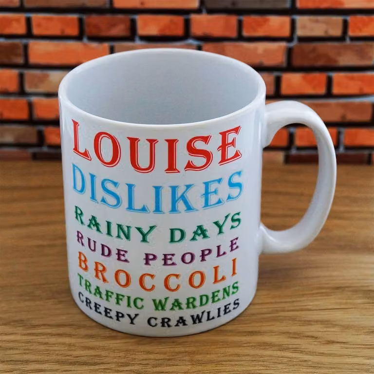 Uniqueful Personalised Likes and Dislikes Mug in White