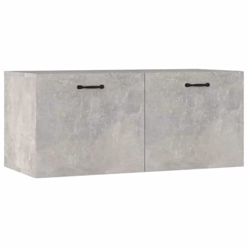 vidaXL Wall Cabinet in Concrete Grey, MDF with Internal Shelves and Hinged Doors, W: 80 cm, D: 36.5 cm, H: 35 cm