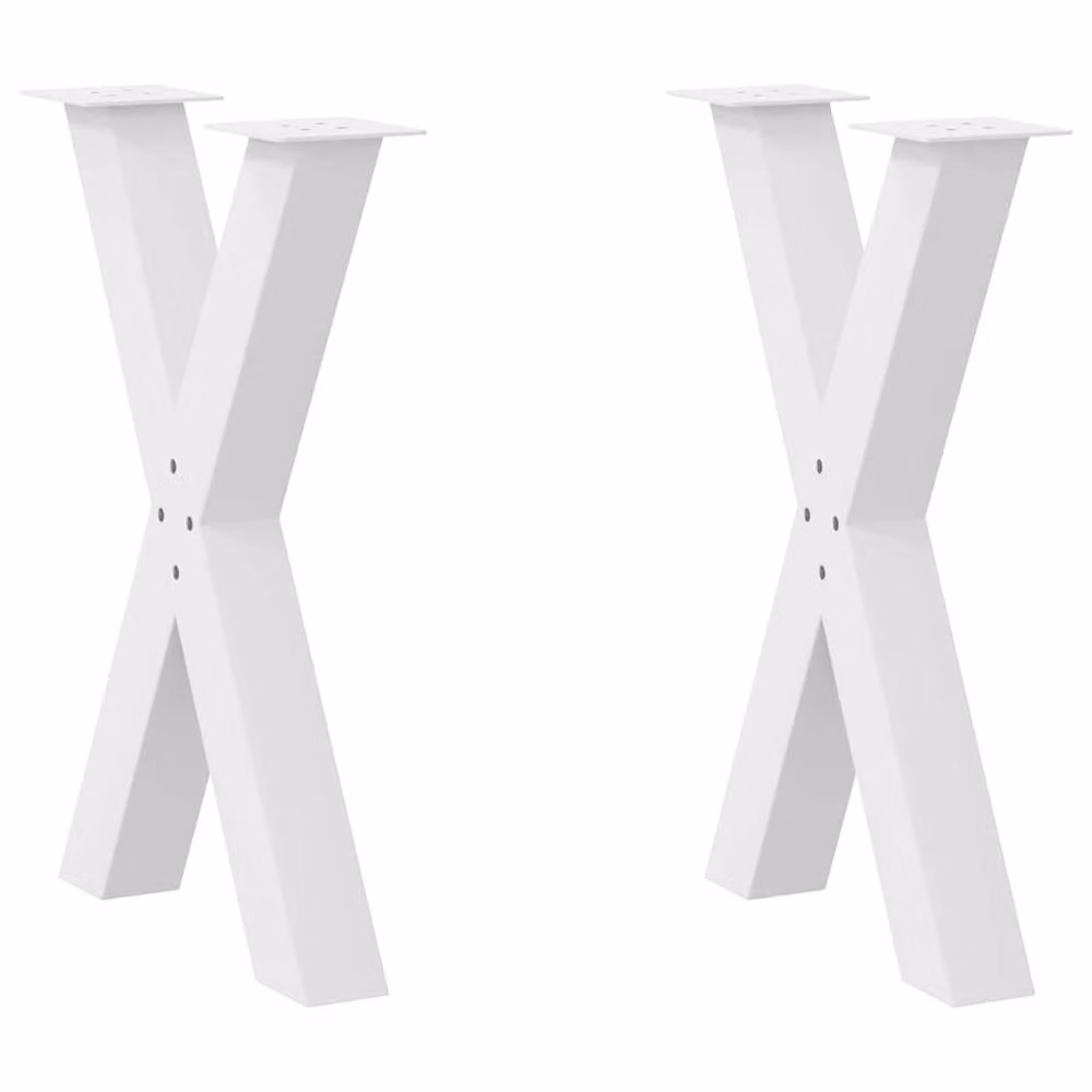 Berkfield Home X-Shaped Dining Table Legs, 2 Piece Steel Set, White, W: 60 cm, H: 72.5 cm