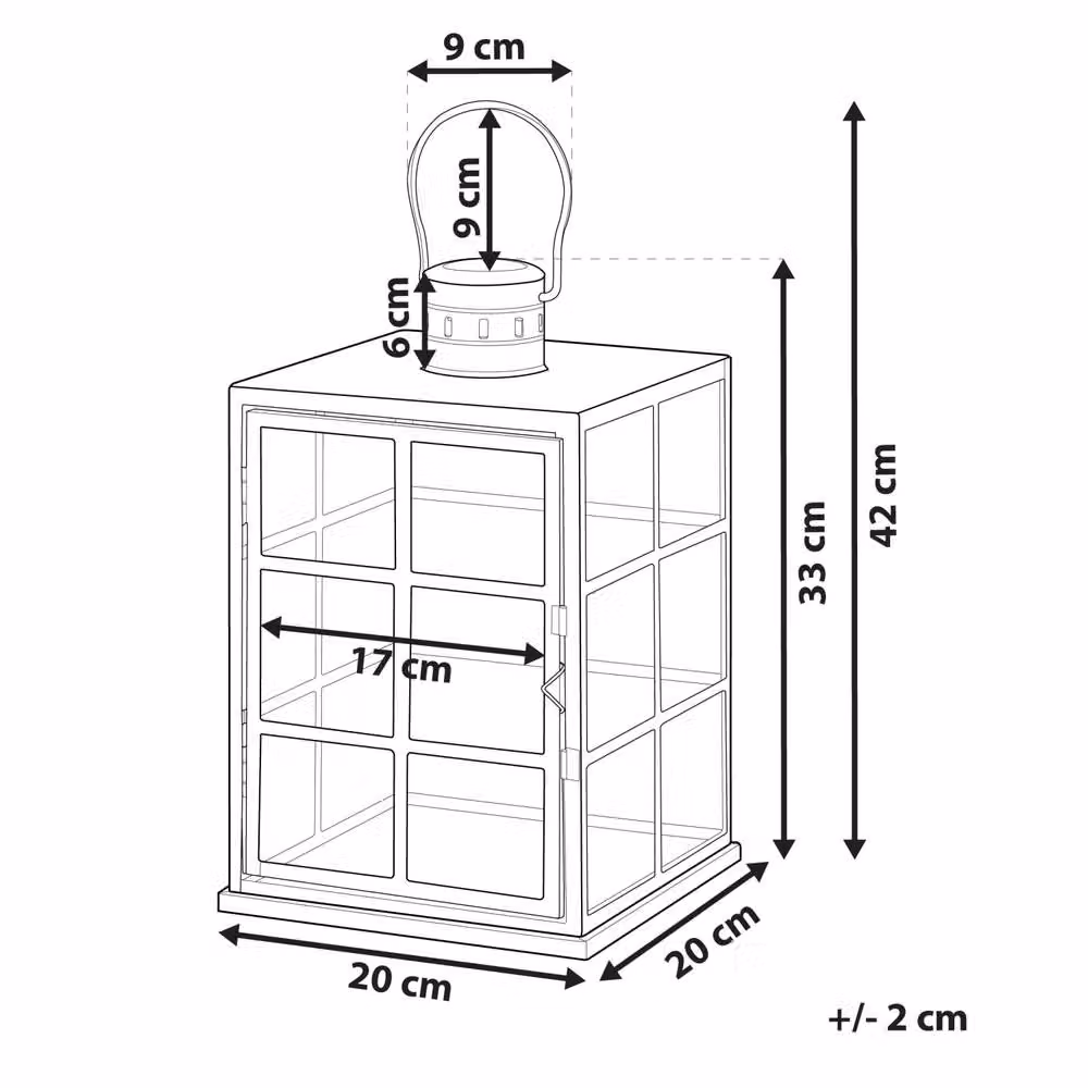 Wyld and Coco Black Metal Scandinavian Style Lantern with Glass Panels and Handle, Height: 27 cm – 3