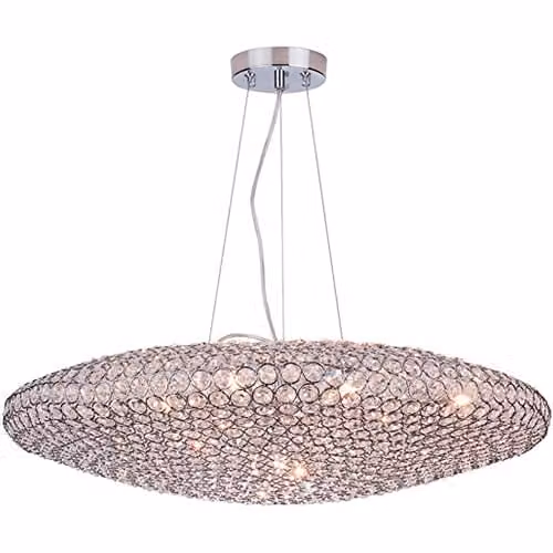 Netlighting Treasure Suspended Crystal Pendant Ceiling Light in Chrome and Silver, H 120 cm x W 67 cm x D 67 cm
