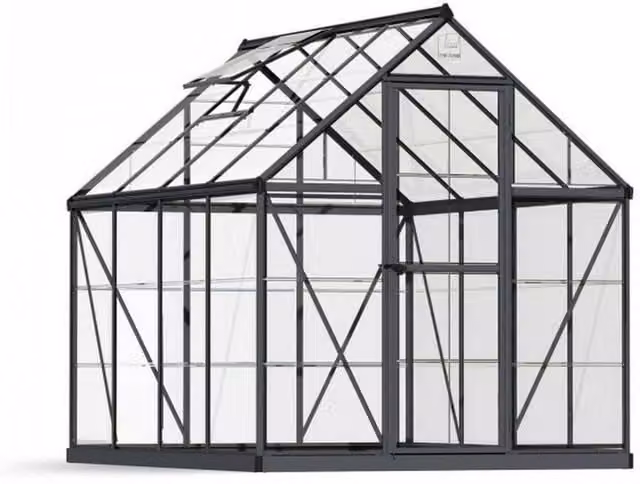 Palram Harmony 6x8 Polycarbonate Greenhouse in Grey, W: 185 cm, D: 247 cm, H: 208 cm – 1