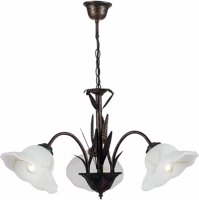 Netlighting BYRON 3 Light Multi Arm Pendant Ceiling Light in Brown Metal and Glass, W: 64 cm, D: 50 cm