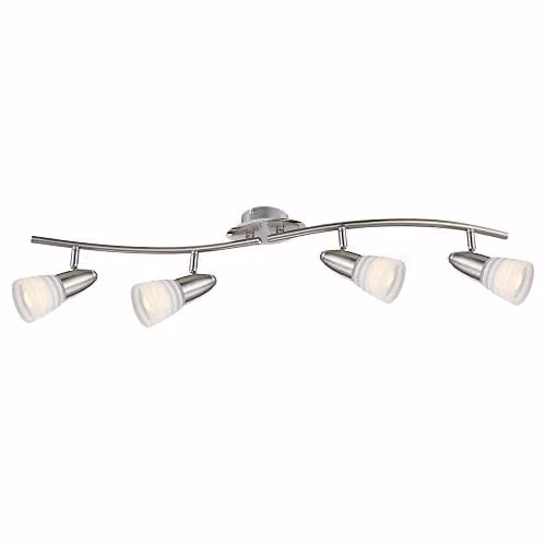 Globo Lighting Caleb Ceiling Spotlight Bar in Chrome and Grey with Opal Glass Shades, 4x E14 LED