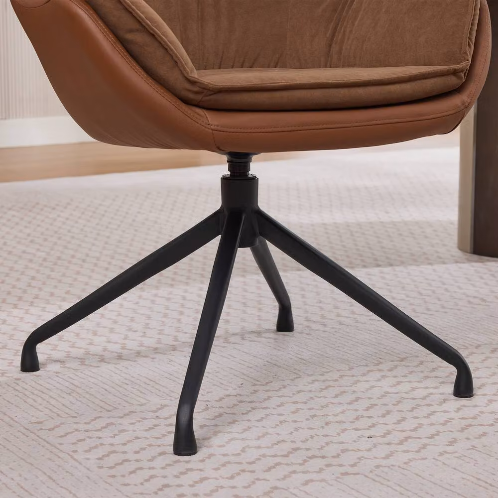 Matteo Brown Faux Leather Ergonomic Swivel Office Armchair with Auto-Return – 3