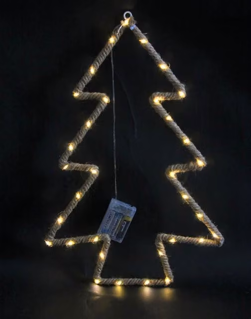 Shatchi Christmas Tree Silhouette LED Hemp Rope Lights in Brown and Beige – 3