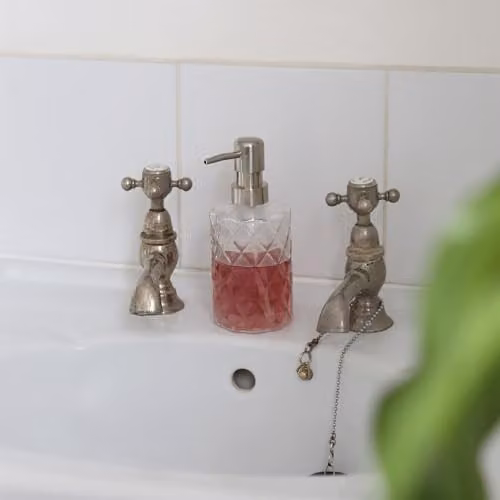 Harbour Housewares Prism Glass Soap Dispensers, Pack of 8, 330ml Transparent Refillable Bottles with Pumps – 2