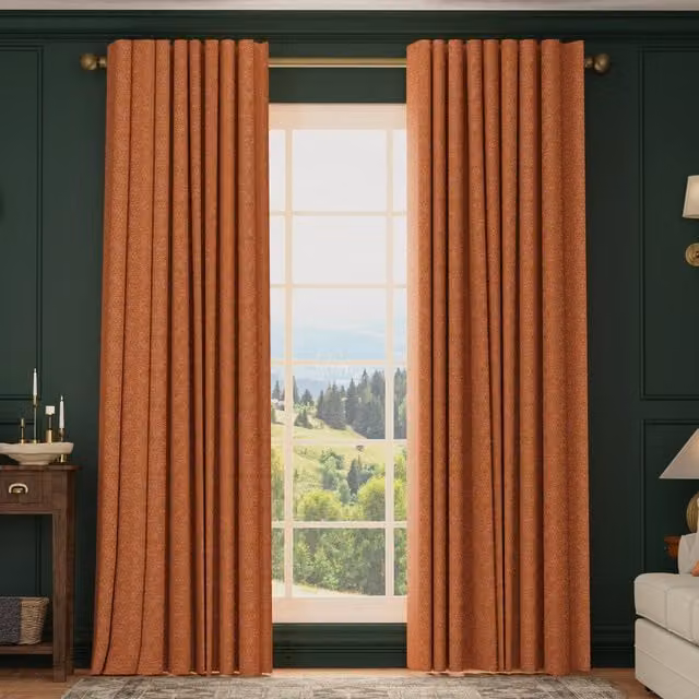 HOUSE Llewelyn-Bowen Divina Made To Measure Blackout Chenille Curtains in Burnt Orange