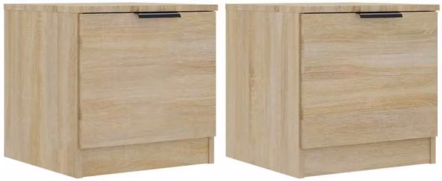 Berkfield Home Set of 2 Bedside Cabinets in Sonoma Oak, Tan, W/D/H: 40 x 39 x 40 cm