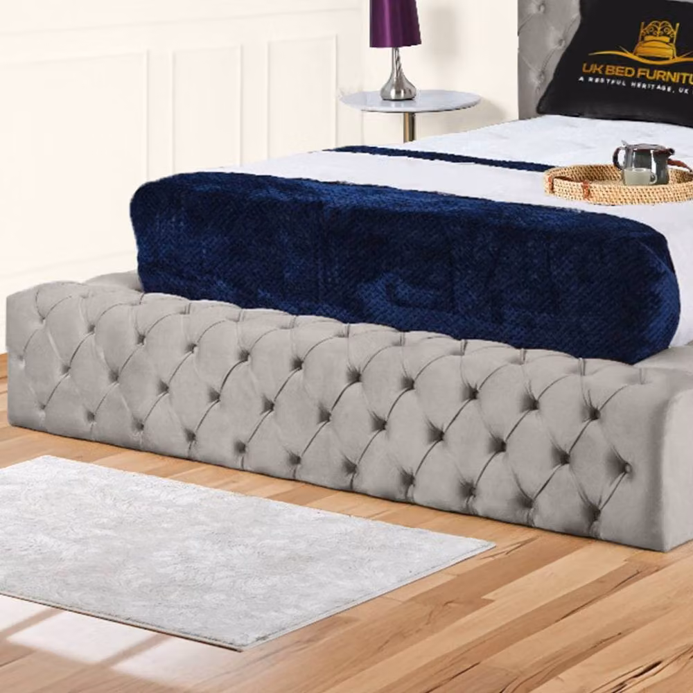 UK Bed Furniture Ambassador Ottoman Gas Lift Upholstered Bed in Light Grey, Super King Size – 3