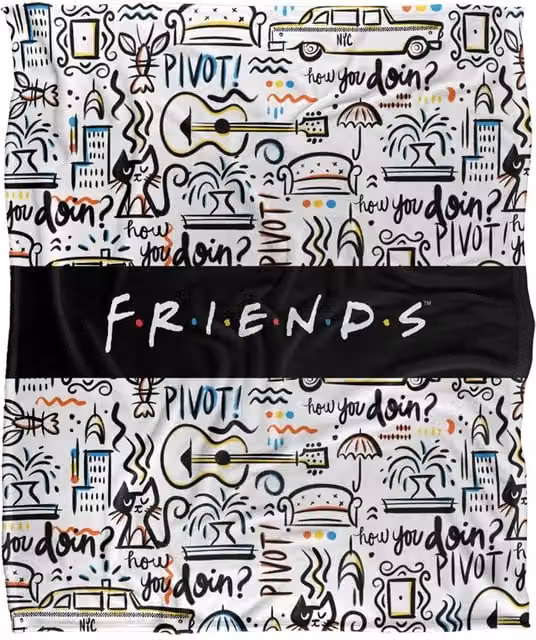 Warner Brothers Friends Silky Touch Super Soft Fluffy Throw Blanket in White, W/D: 152 x 127 cm