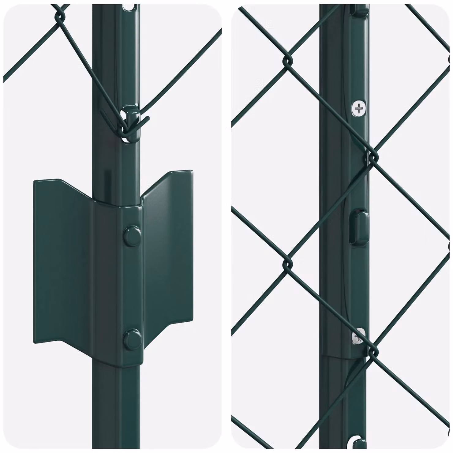Berkfield Home Green Steel Chain Link Fence with 22 U-Profile Posts, H: 1.2 m x W: 25 m – 3
