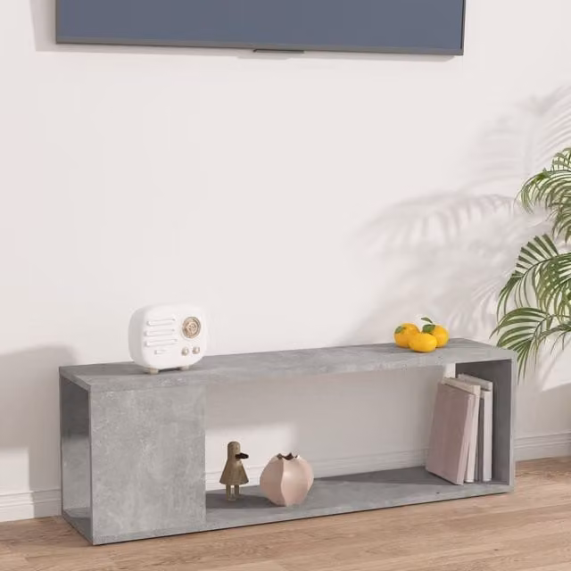Berkfield Home TV Cabinet in Concrete Grey, W/D/H: 100 x 24 x 32 cm – 1