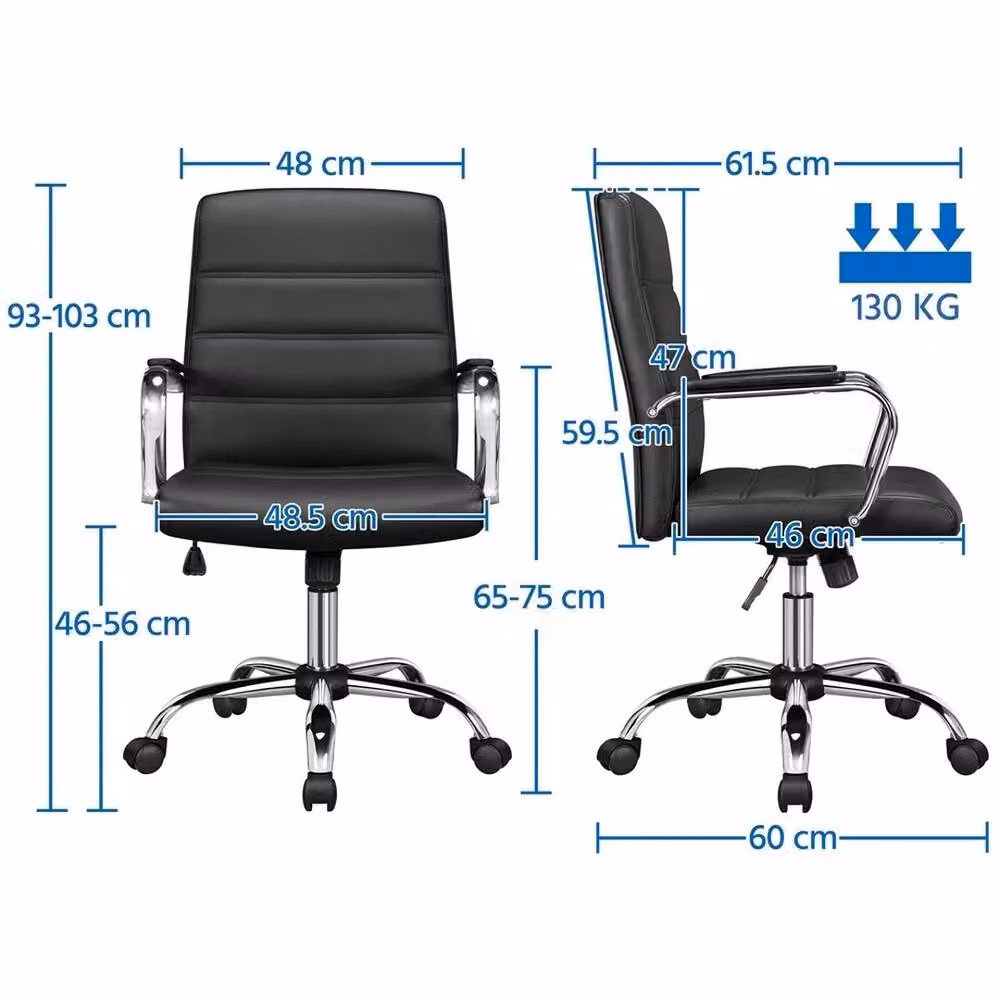 Kelvenix Modern Black Synthetic Leather Home Office Task Chair with Armrests and 360 Degree Swivel – 2