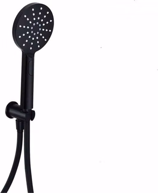 Clifton Round Outlet Elbow with Wall Bracket and Shower Handset in Matt Black