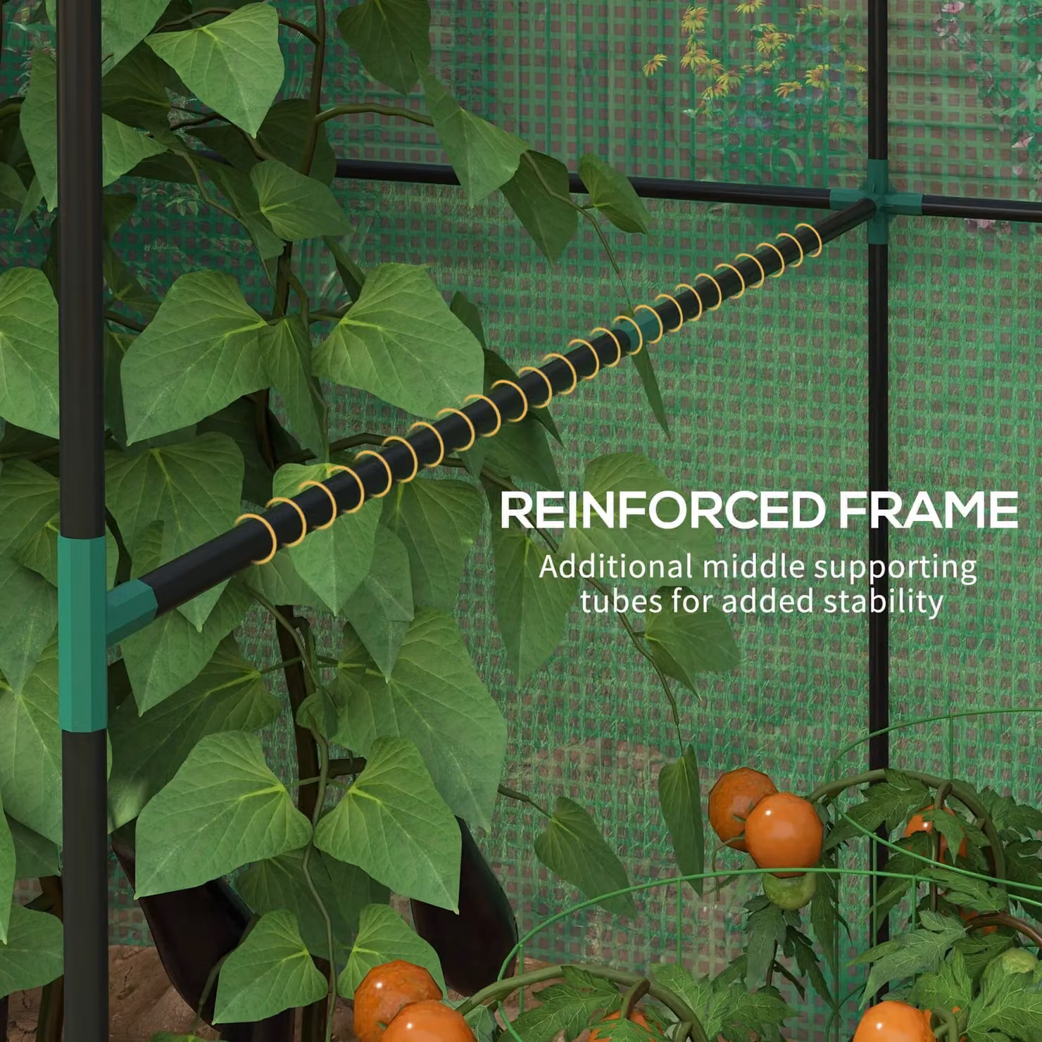 OUTSUNNY Green Walk-in Greenhouse with Roll-up Door and Mesh Windows, W/D/H: 200 x 140 x 200 cm – 3
