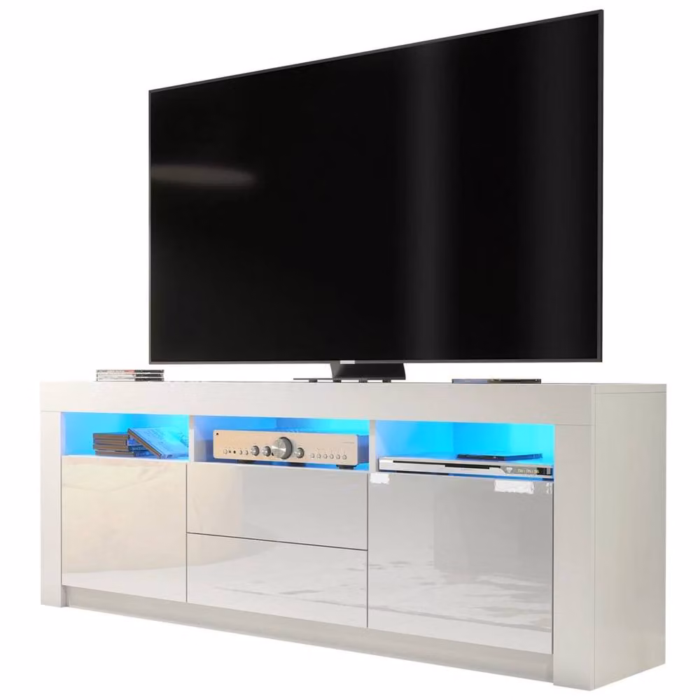PAWNORA White Matt and High Gloss TV Unit – 2