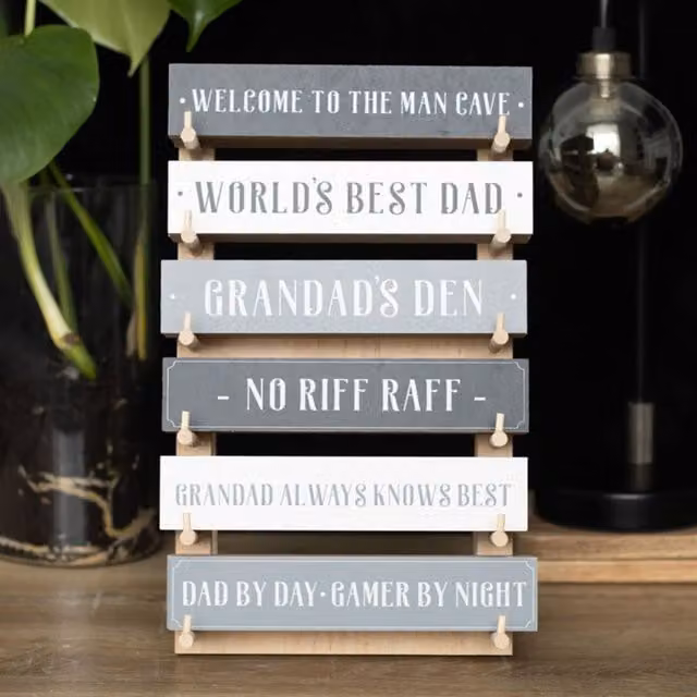 KDMK Set of 36 Multicolour Wooden Dad Man Cave Block Signs for Father's Day Decor