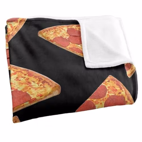 JQ Licensing James Piazza Pizza Pattern Super Soft Fleece Throw Blanket, White, W: 152 cm, D: 127 cm – 2