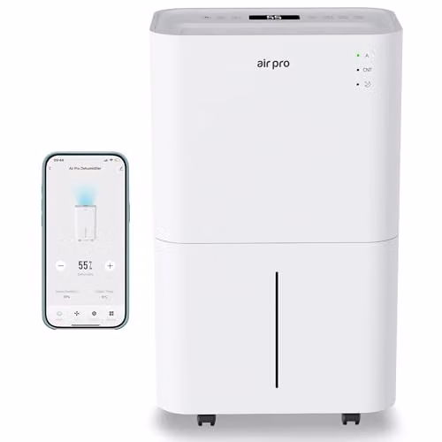 Air Pro White WiFi Digital Dehumidifier with 4L Tank and 20L/Day Capacity, featuring App Control, Sleep Mode and 24H Timer – 1