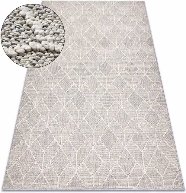 RugsX Grey Geometric Minimalist Flat Weave Rug, W: 160 cm, L: 220 cm