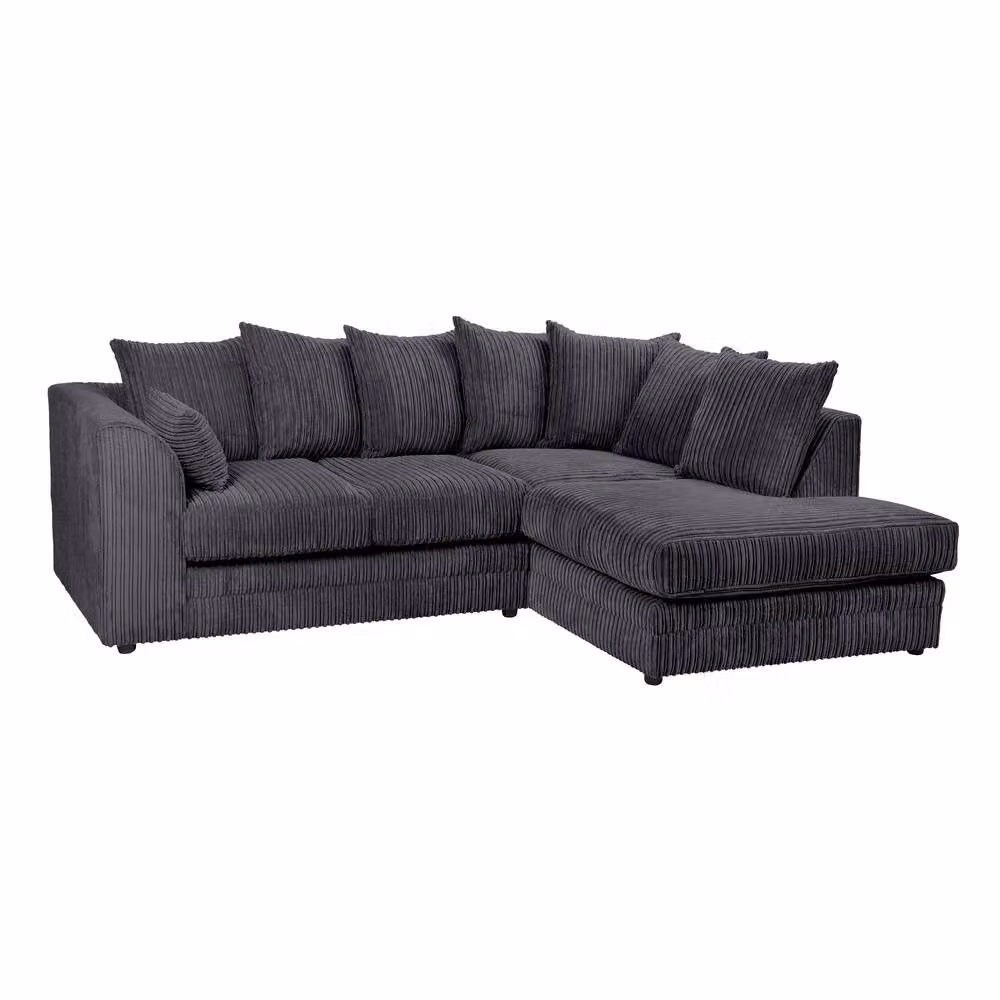 LUXURY LIFE Declan Jumbo Cord Fabric Right Hand Facing Corner Sofa in Black – 2