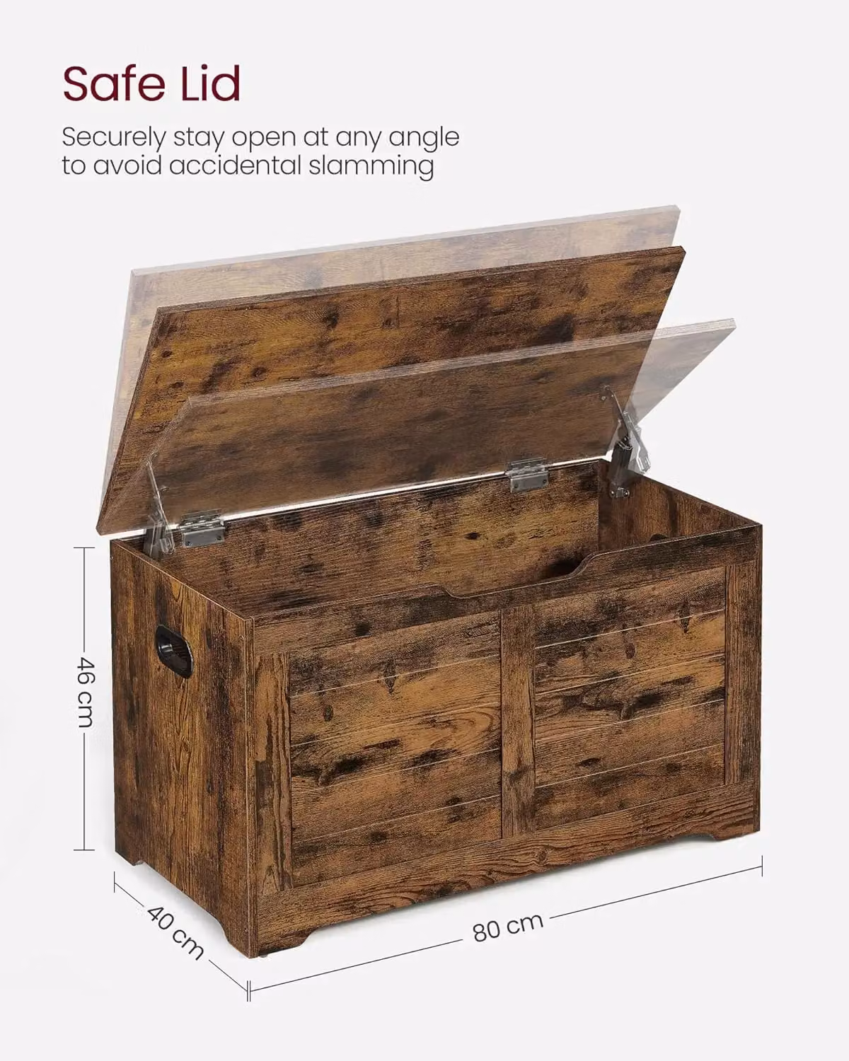 VASAGLE Rustic Brown Storage Chest and Blanket Box Bench with Safety Hinges – 2