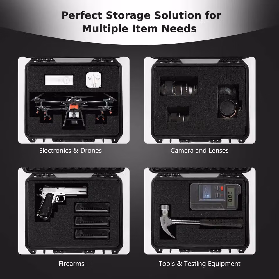 Costway Waterproof Hard-Shell Dry Box with Inserts, Black, W: 34 cm, D: 31 cm, H: 16 cm – 4