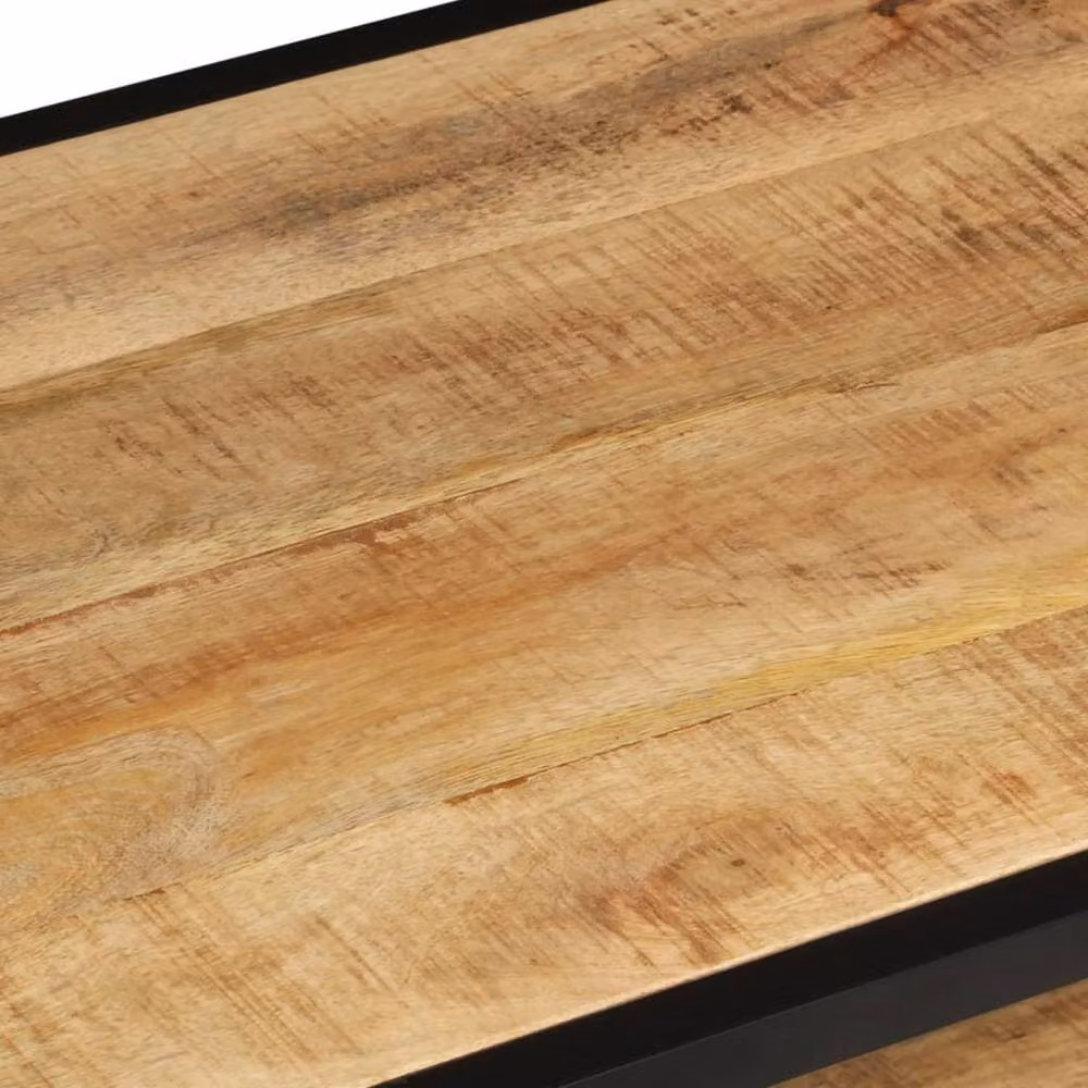 Berkfield Home Solid Rough Mango Wood Coffee Table in Brown, W/D/H: 90 x 45 x 35 cm – 4