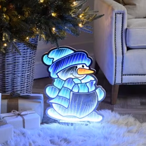 Samuel ALEXANDER 40cm Light up Snowman Infinity Christmas Decoration with Blue and White LEDs