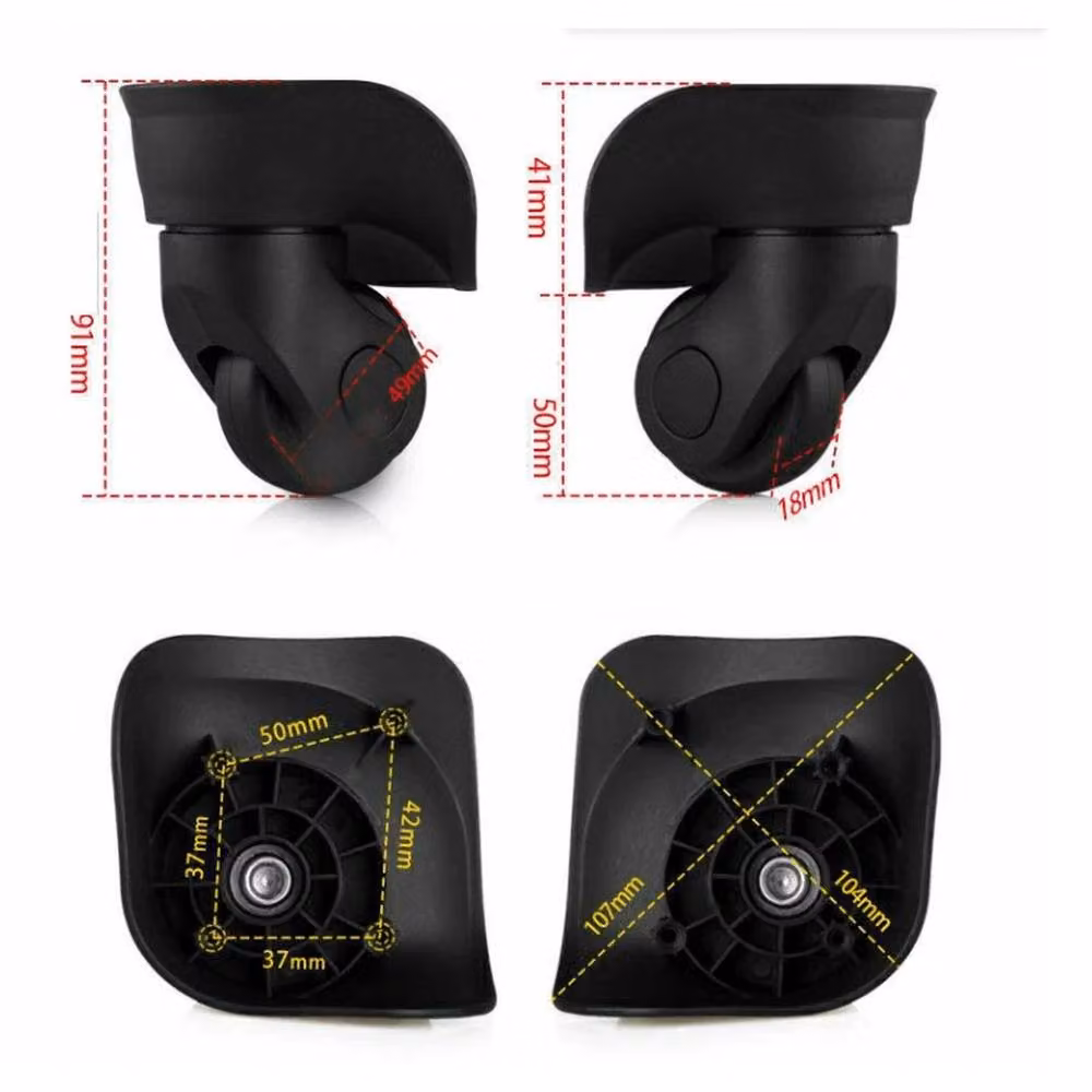 FLAVORA 4-Piece 360 Degree Spinner Luggage Caster Wheels in Matt Black – 2