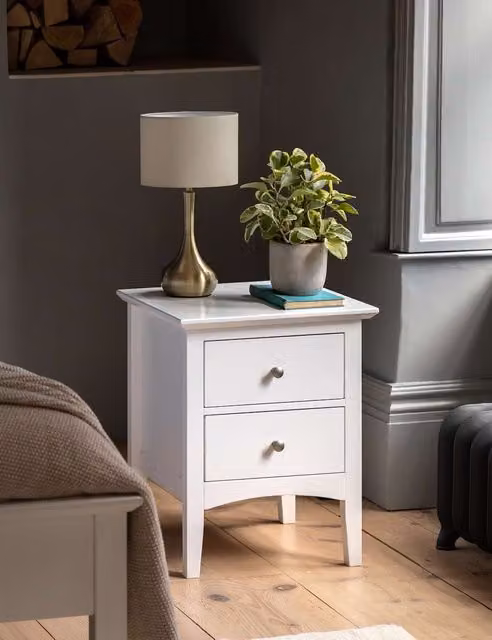 Gallery Direct Hastings 2 Drawer Bedside Table in White