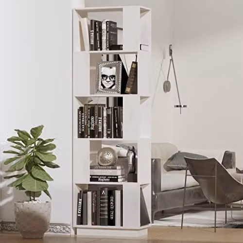 vidaXL White Solid Wood Pine Book Cabinet and Room Divider W/D/H: 51 x 25 x 163.5 cm – 2