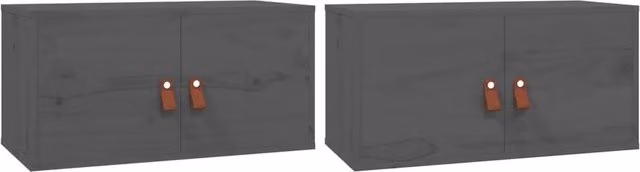 Berkfield Home Set of 2 Rustic Grey Solid Wood Pine Wall Cabinets, W: 60 cm, D: 30 cm, H: 30 cm – 1