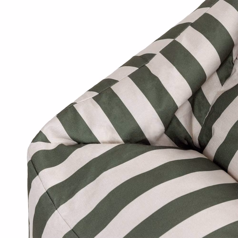 ICON Natalia Stripe Soft Woven Kyoto Armchair, Bean Bag and Footstool in Olive Green – 5