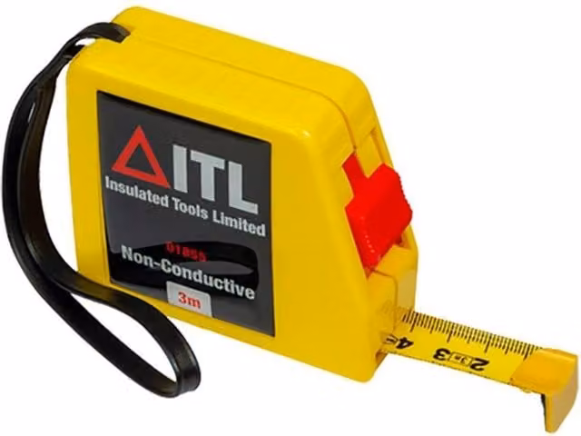 ITL Insulated Non-Conductive Metric Tape Measure, 3m, Yellow and Multicolour