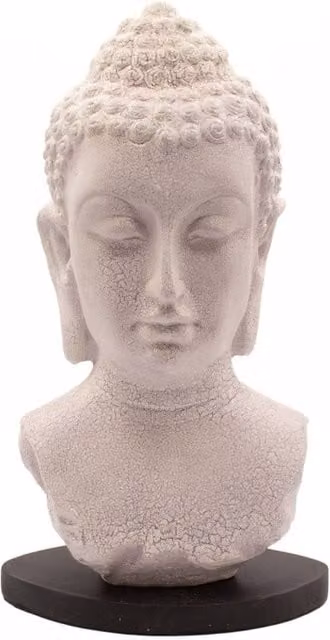 KDMD Lavender Crackle Buddha Bust Table Lamp with Oval Base in Off-White and Lavender – 1